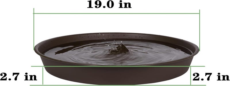 Angde 2 Pack of 18 19 inch Tray, Large Plant Saucer, Bird Baths Tray, Deep Durable Bird Bath Bowls only, Birdbaths for The Garden, Flower Pot Saucers Round (Chocolate Brown) - Image 2